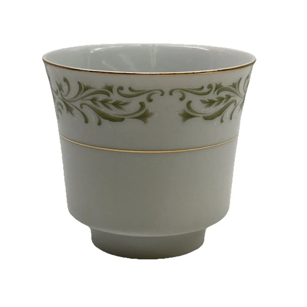 LOT OF 12 - Allegro Fine China Of Japan Green‎ White Gold Trim Tea Cups
